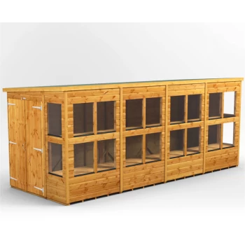 Image of 16x6 Power Pent Potting Shed Double Doors - Brown