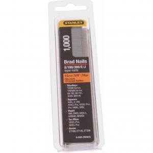 Image of Stanley 18 Gauge Brad Nails 15mm Pack of 1000