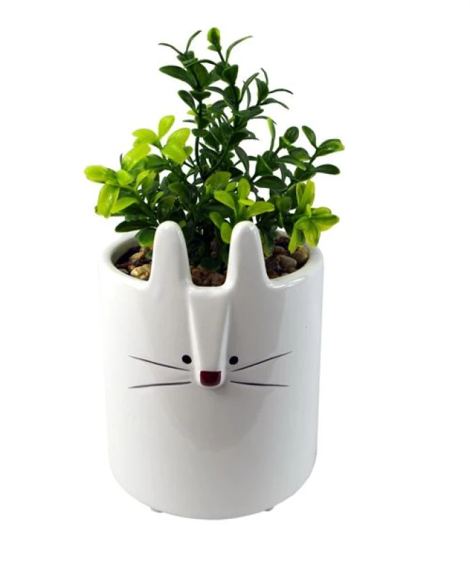 Image of Leaf 15cm Ceramic White Rabbit Planter