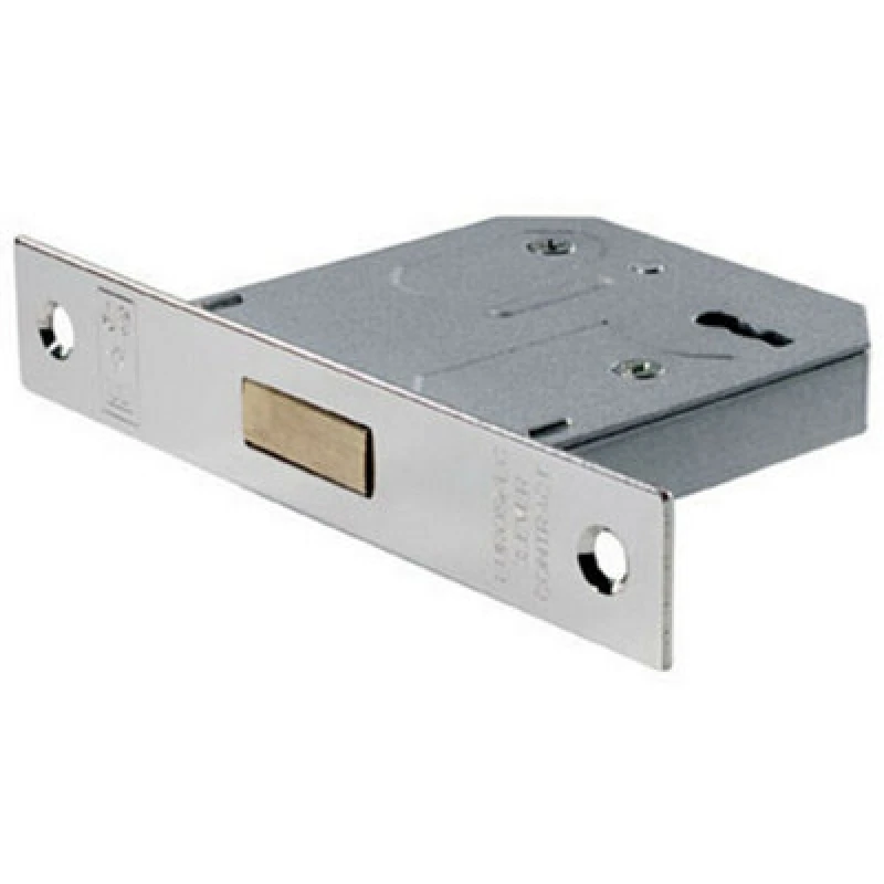 Image of Loops 64mm 3 Lever BS Deadlock Square Forend Nickel Plated Door Security Latch Metallics unisex