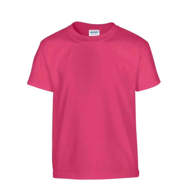 Image of Gildan Plain Cotton Heavy T-Shirt in Pink Size: 12-13 Years Pink Unisex 12-13 Years