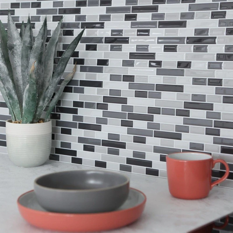 Image of Wall Pops Self Adhesive 3D Epoxy Tile Stickers Smoked Glass Grey unisex 0.52 SQM