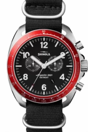Image of Mens Shinola Rambler Tachymeter Chrono 44mm Black Nylon Strap Chronograph Watch S0120007928