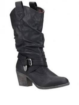 Image of Rocket Dog Sidestep Knee High Boots - Black, Size 5, Women