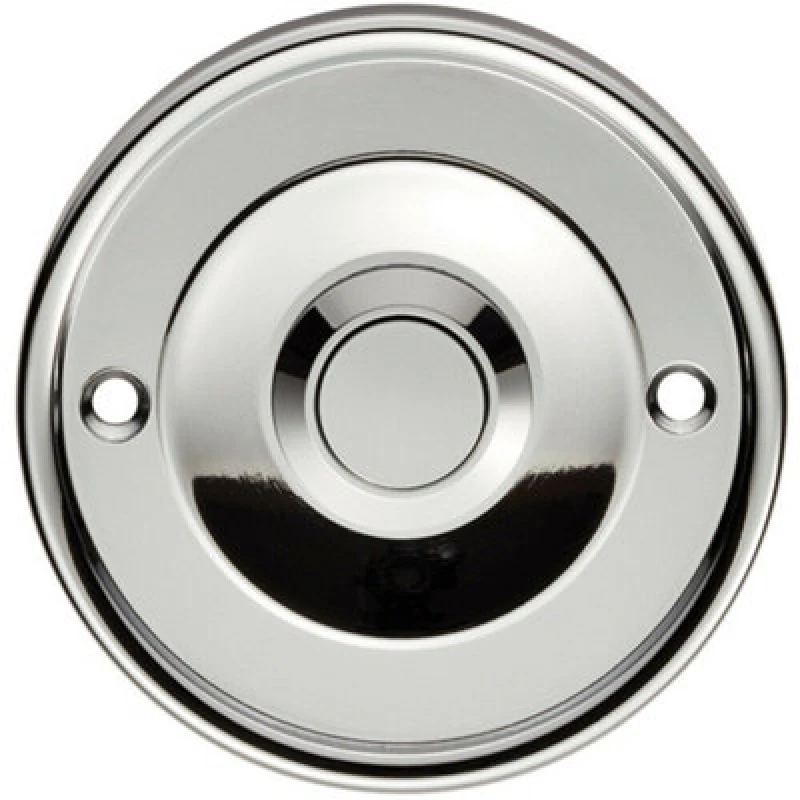 Image of Loops Decorative Door Bell Cover Polished Chrome 65 x 7mm Round Sleek Button Plate Multi unisex