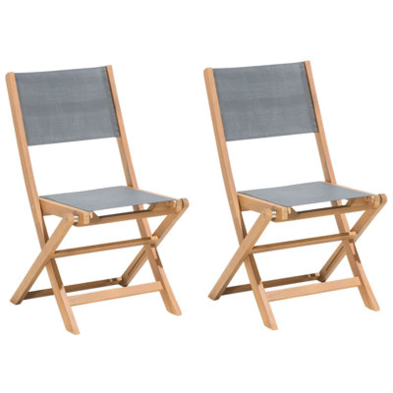 Image of Beliani Set Of 2 Garden Chairs Cesana Acacia Wood Light Brown