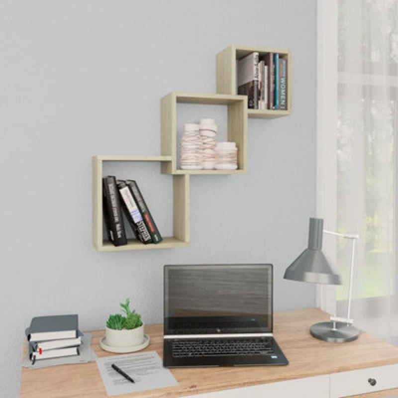 Image of VIDAXL Vidaxl - Cube Wall Shelf Sonoma Oak 68x15x68cm Engineered Wood 8719883674346