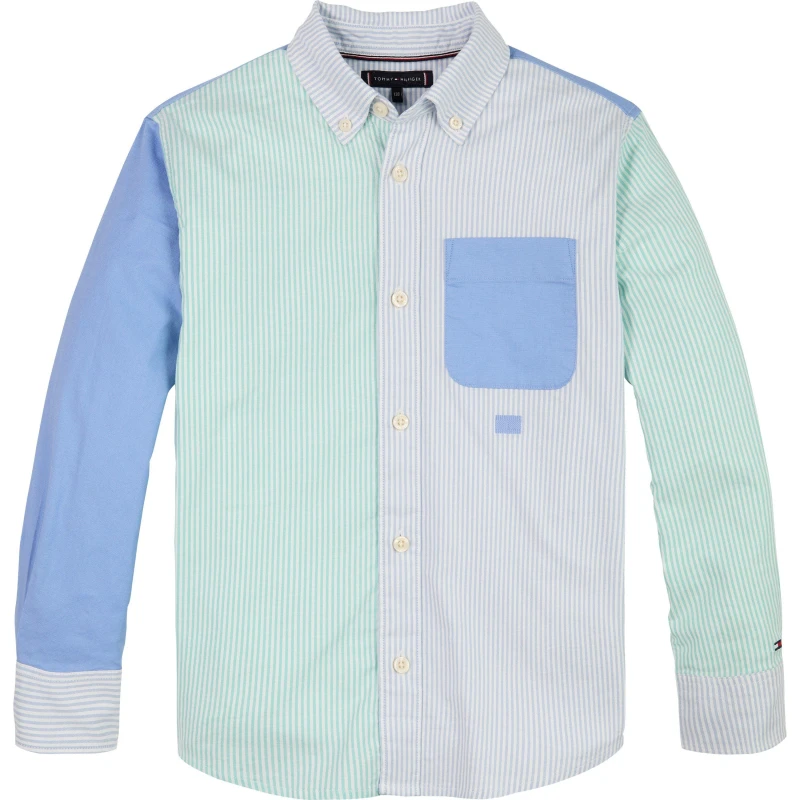 Image of Tommy Hilfiger Kids Long Sleeve Oxford Shirt Cloudy Blue C14 male 8Y