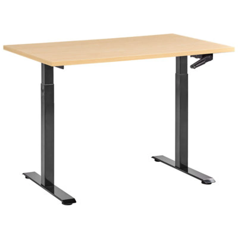 Image of Beliani Manual Adjustable Standing Desk Destines Black/ Light Brown 120 Cm 60 Cm