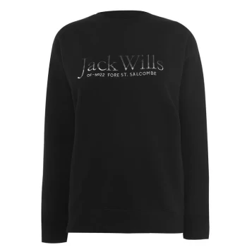 Image of Jack Wills Askham Logo Crew Neck Sweatshirt - Black