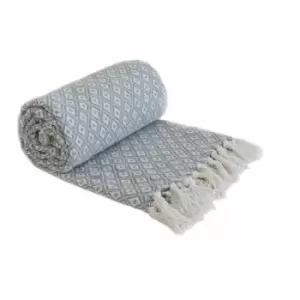 Image of Emma Barclay Casablanca Scandi 100% Recycled Cotton Throw, Silver, 228 x 254 Cm