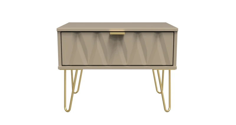 Image of Dallas 1 Drawer Wide Side Table In Mushroom (Ready Assembled)