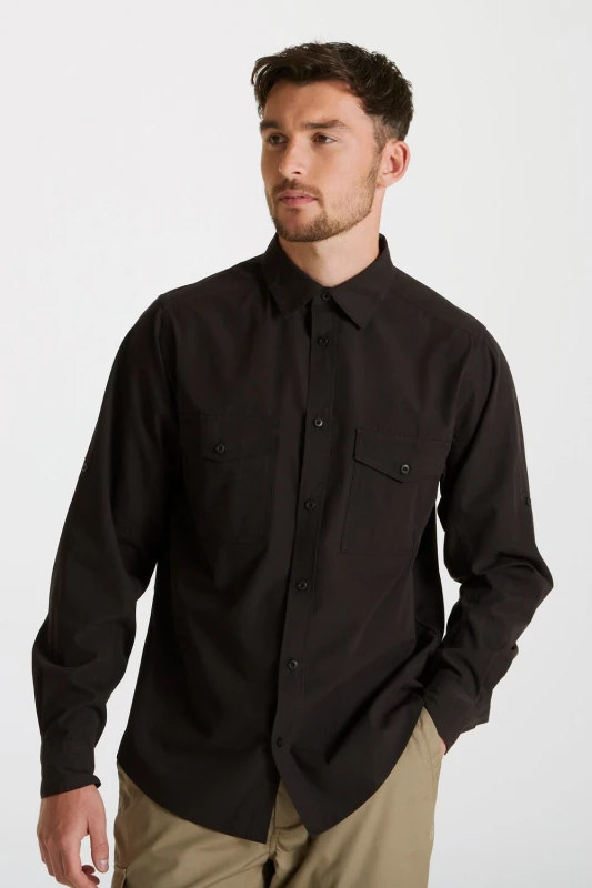 Image of Craghoppers 'Expert Kiwi' Long Sleeved Shirt Black male