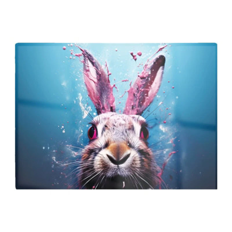 Image of Warren Reed Designer Rabbit Face Splashart Glass Chopping Board
