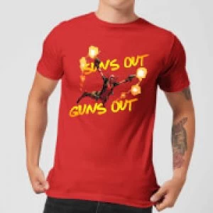 Image of Marvel Deadpool Suns Out Guns Out Mens T-Shirt - Red - S