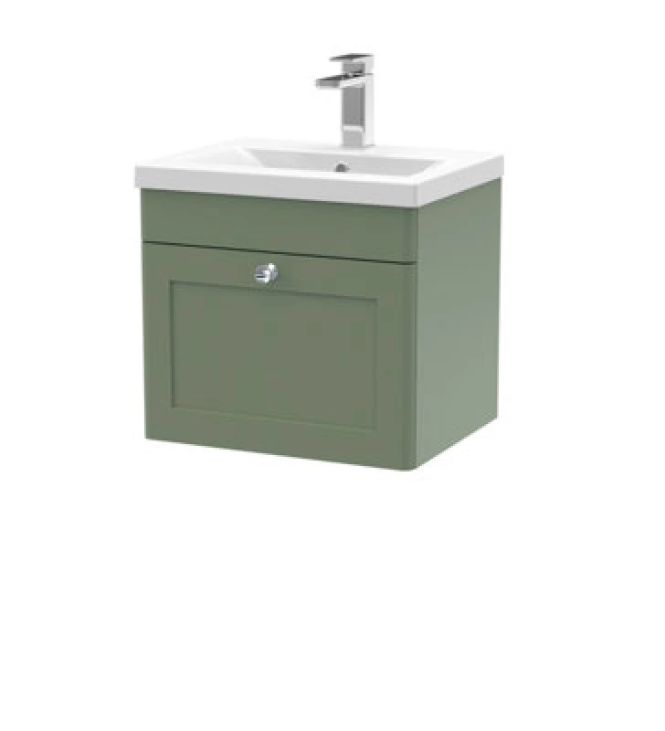 Image of nuie 500mm Wall Hung 1 Drawer Vanity & Basin 1 - Satin Green CLC891D