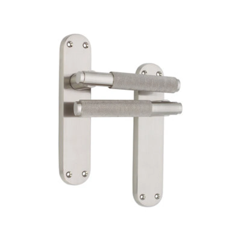 Image of Spira Brass Connaught Knurled Lever On Backplate Latch Satin Nickel