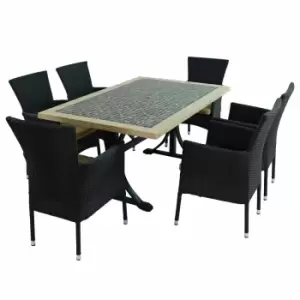 Image of Wilmington Dining Table With 6 Stockholm Black Chairs Set