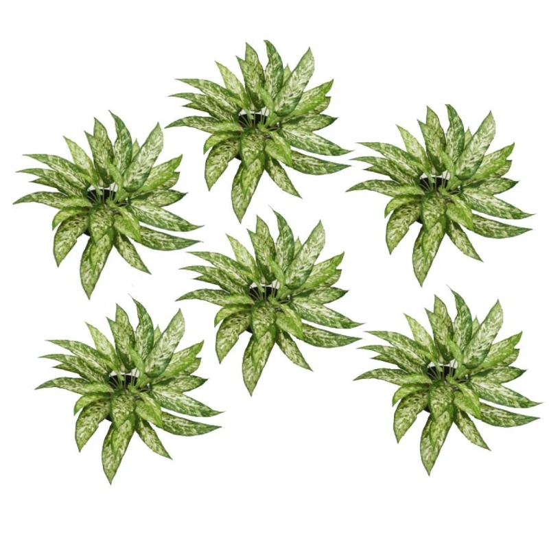 Image of N/A Pack of 6 x 45cm Fire Retardant Artificial Aglaonema Bush