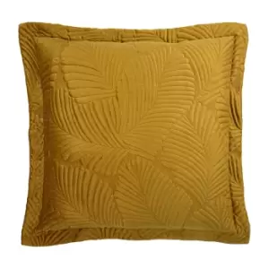 Image of Palmeria Quilted Velvet Cushion Gold