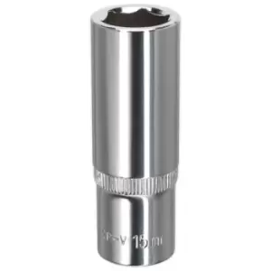 Image of Sealey SP3815D WallDrive Socket 15mm Deep 3/8"Sq Drive Fully Polished