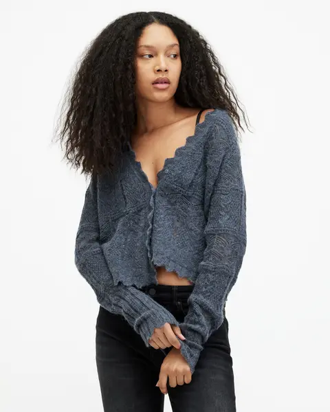 Image of AllSaints Vanessa Lace Stitched Cardigan