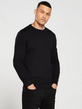 Image of Barbour International Baffle Patch Crew Neck Sweater - Black