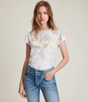 Image of AllSaints Womens Portland Anna T-Shirt, White, Size: 8