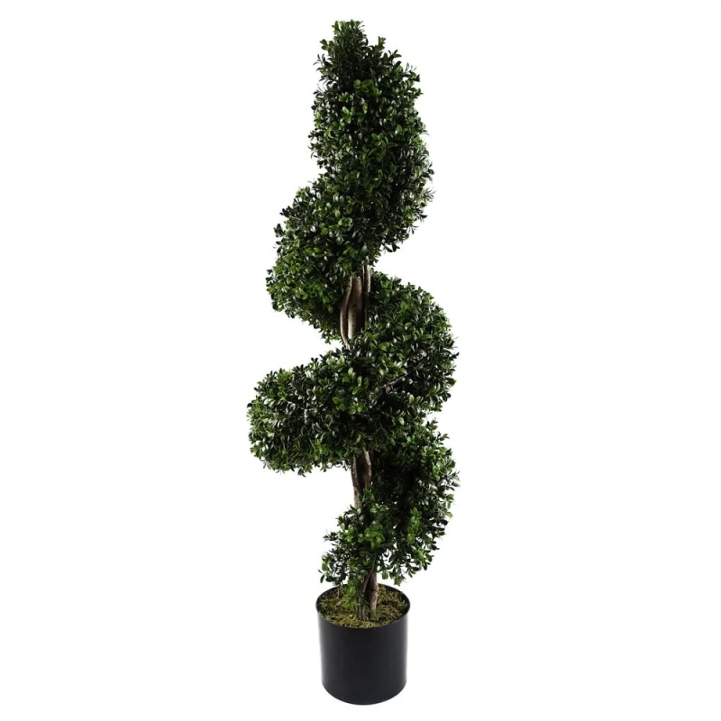 Image of Leaf 120cm Sprial Buxus Artificial Tree UV Resistant Outdoor Green