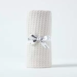 Image of HOMESCAPES Organic Cotton Waffle Baby Blanket Natural, 125 x 150cm - Natural