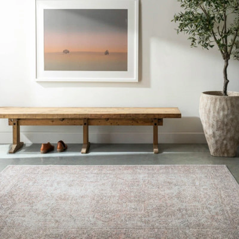Image of Becki Owens X Livabliss Vintage Oriental Boho Blush/cream Margot Area Rug 200 X 275cm - Easy Care, Ideal For Living Room