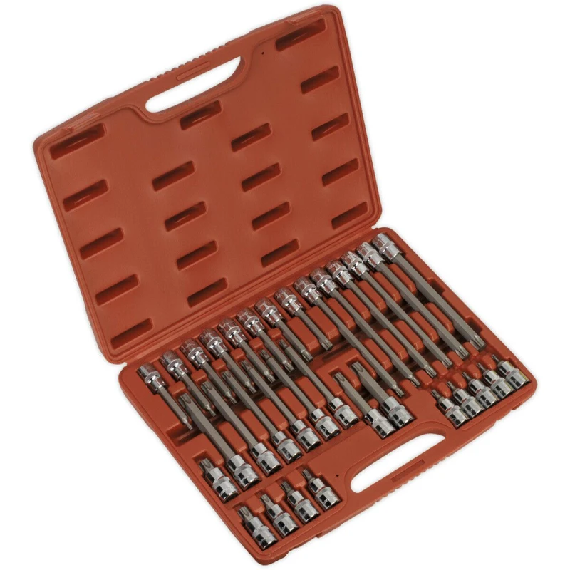 Image of Loops 32pc TRX Star Short & Long Socket Bit Set - 1/2" Square Drive Mechanic Vehicle Multi