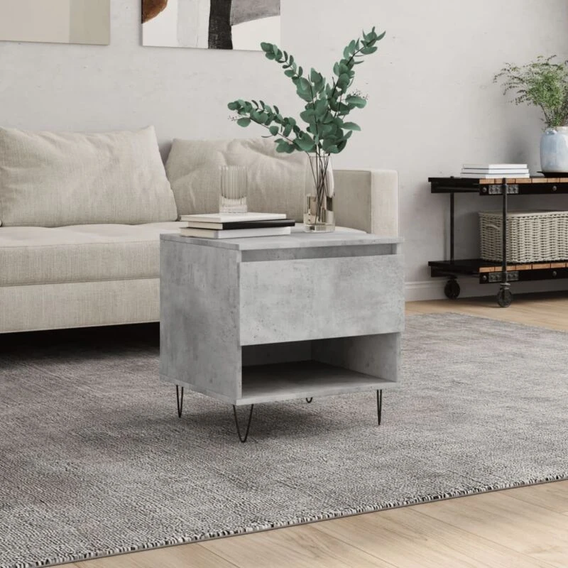 Image of Vidaxl Coffee Table Concrete Grey 50X46X50 Cm Engineered Wood, Grey 830916