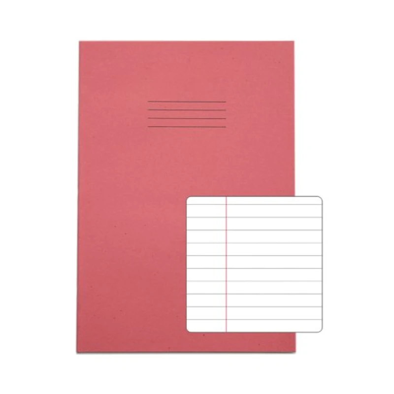 Image of Rhino A4 Exercise Book 80 Page 8mm Ruled Pink Contract (50 Pack) VEXV668-115-8