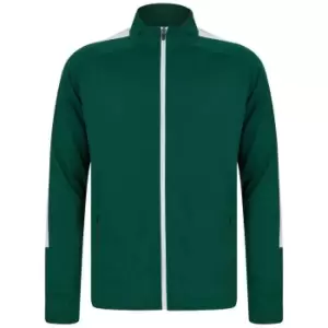 Image of Finden & Hales Mens Knitted Tracksuit Top (S) (Bottle Green/White)