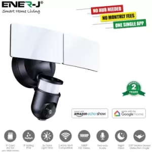 Image of Smart Twin LED Floodlight with 1080P Security Camera, Black Body