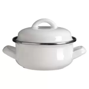 Image of Premier Housewares Mini Retro Casserole Dish - White Enamel