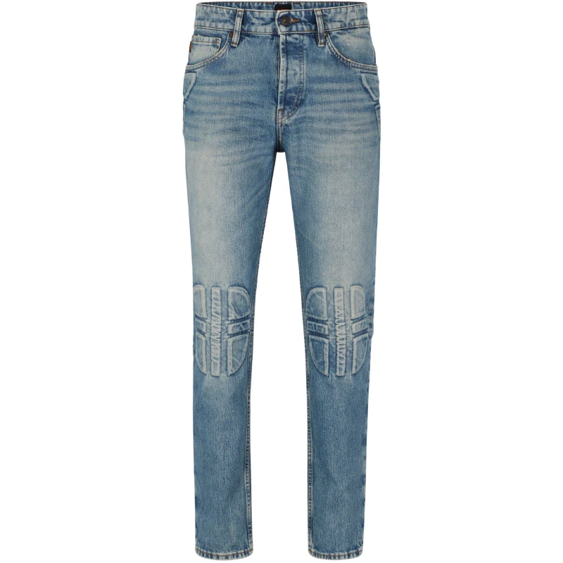 Image of Boss Mens Troy Biker Bc Slim Fit Jeans Turquoise/Aqua male 32W S