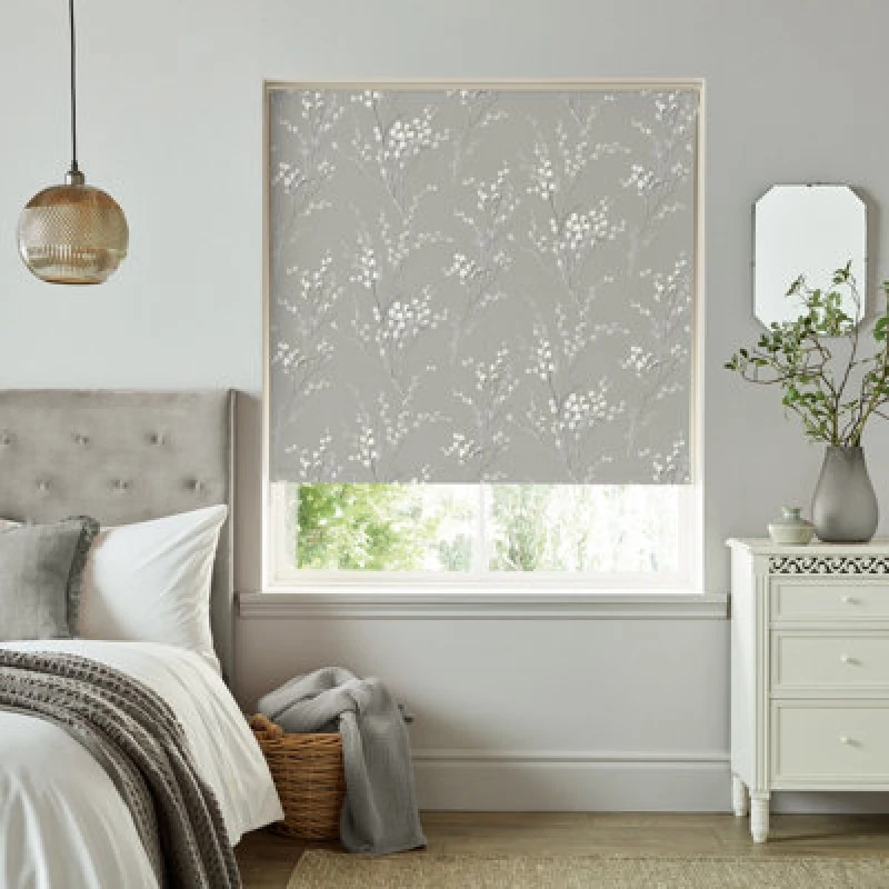 Image of Laura Ashley Pussy Willow Thermal Blackout Ready Made Roller Blind Steel