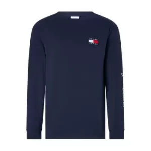 Image of Tommy Jeans Tjm Clsc Serif Linear Ls Tee - Blue