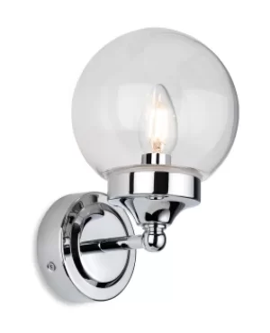 Image of Oscar Bathroom Globe Wall Light Chrome with Clear Glass IP44