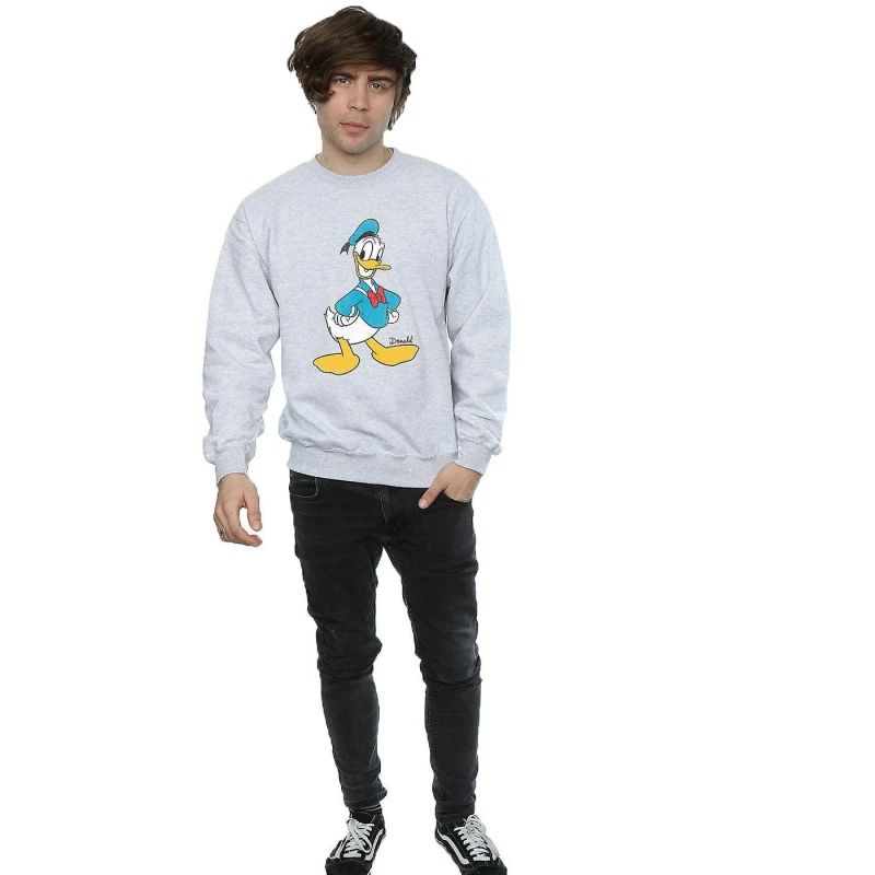 Image of Disney Men Classic Donald Duck Sweatshirt in Grey Size: Small Grey S Male 5063300601181