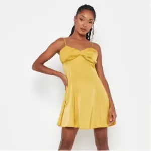 Image of Missguided Pleated Bust Detail A Line Satin Mini Dress - Pink