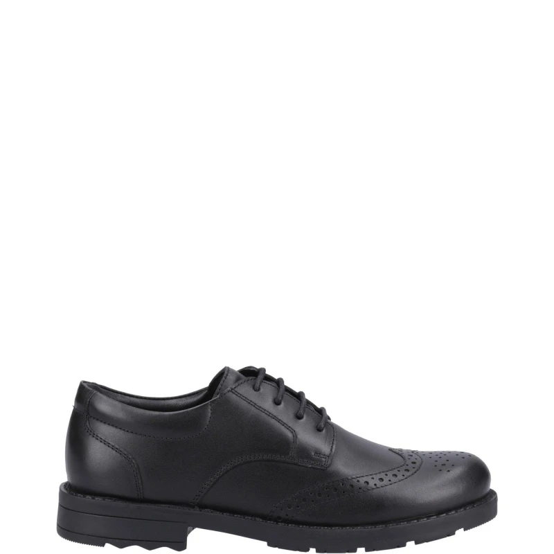 Image of Hush Puppies Brian Senior Leather School Shoes UK Size 4 (EU 37) Black HUS849-BLACK-4