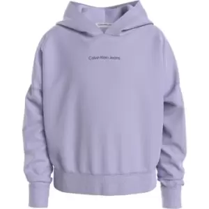 Image of Calvin Klein Jeans Logo Boxy Hoodie - Purple
