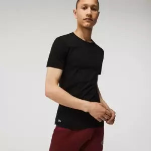 Image of Lacoste Mens Crew Neck Cotton T-Shirt 3 Pack Size 3 - S Black