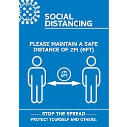 Image of Seco Health & Safety Poster Social Distancing Semi-Rigid Plastic 29.7 x 42 cm