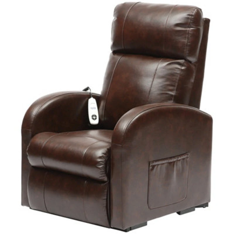 Image of Loops Single Motor Rise and Recline Lounge Chair - Chestnut PU Leather Material Multi
