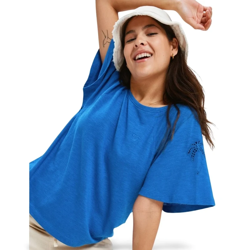 Image of Roxy Womens T-Shirt Roxy Tim for Palm Tree Bleu Female M