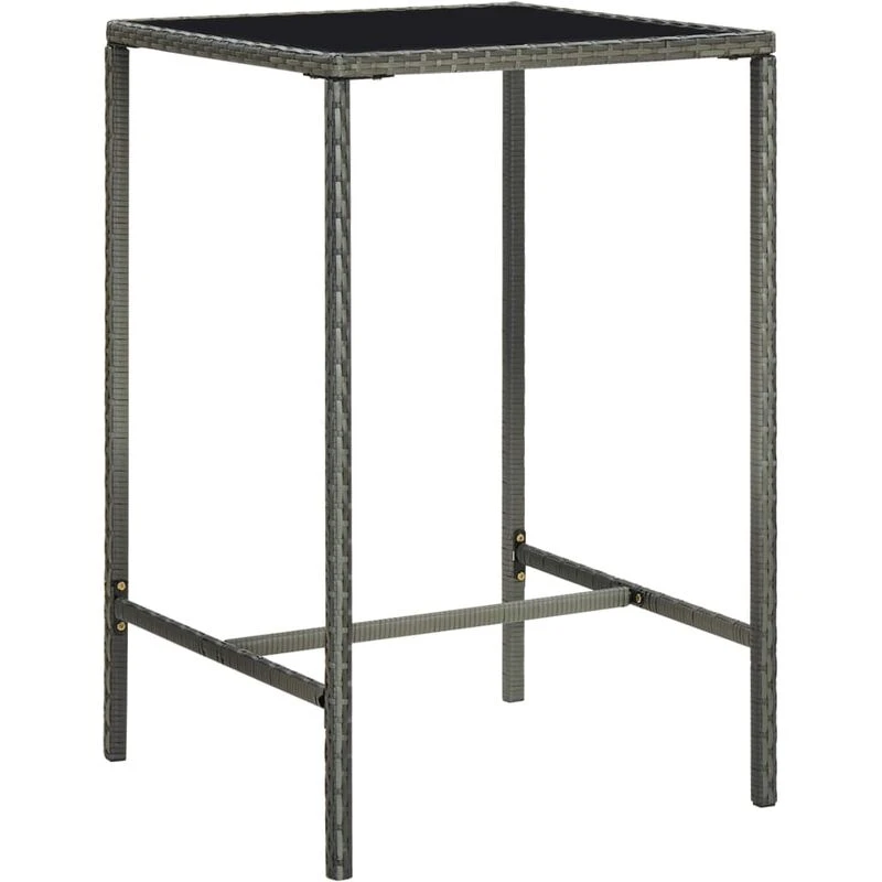 Image of VIDAXL Garden Bar Table Grey 70x70x110cm Poly Rattan and Glass Vidaxl 8720286146620